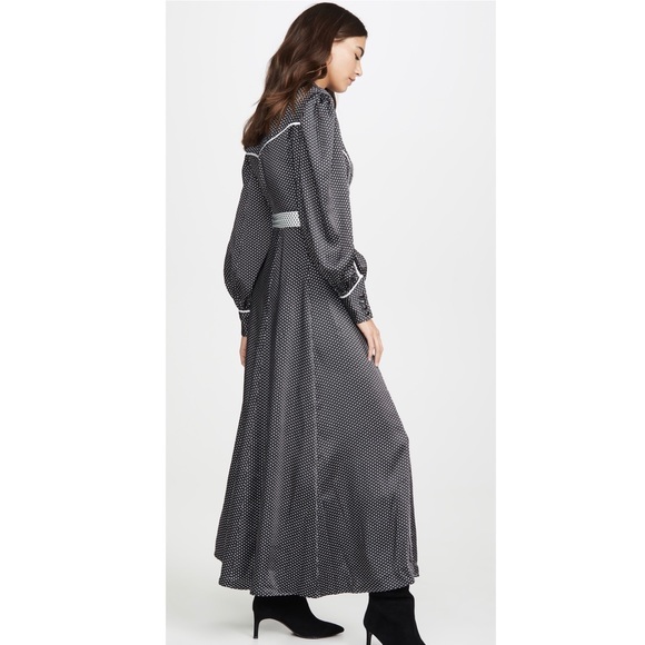 NEW C/MEO COLLECTIVE BLACK POLKA DOT MAXI DRESS - Picture 5 of 10